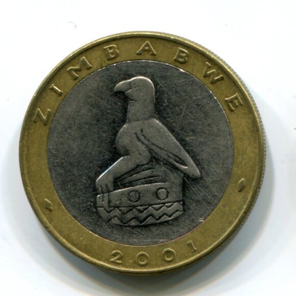 2001 Zimbabwe Bimetallic Rhino $5 Coin (b489-10) - Picture 1 of 2